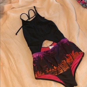 Palm tree low back bathing suit